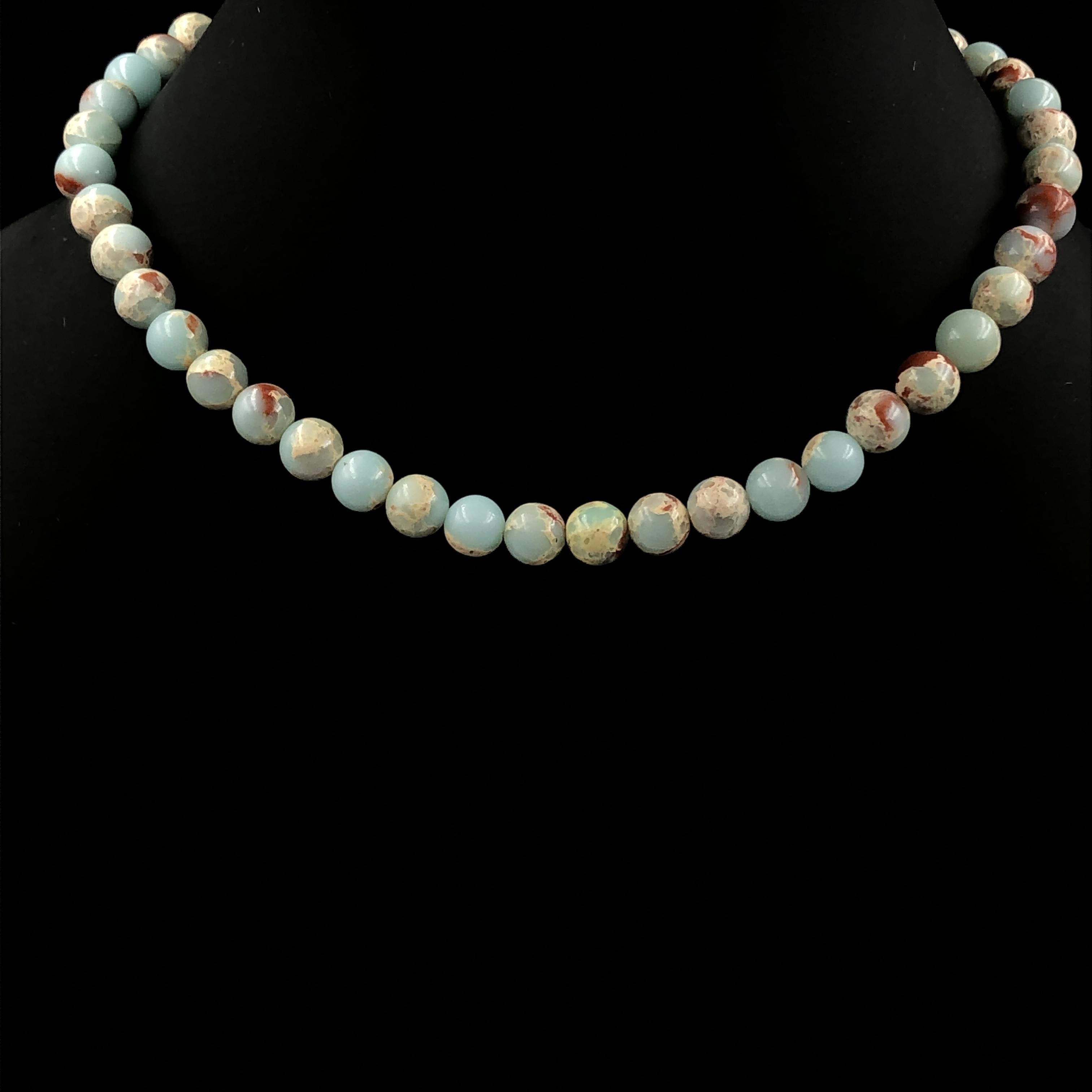 8 мм Натуральный Морской Осадочный Яшма Камень Круглые Бусины Чокер Ручная Работа Вечернее Ожерелье 17-21  В Подарок 8BN-22