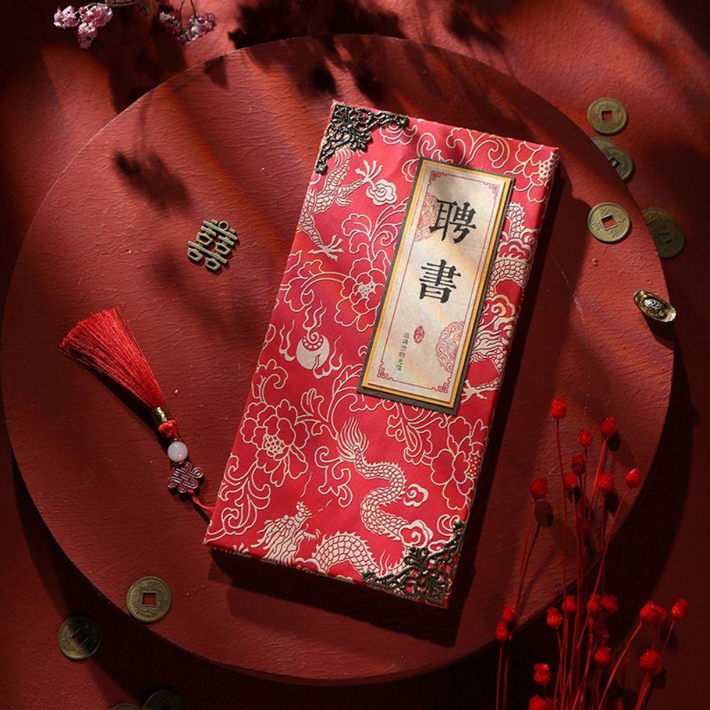 Chinese Style Wedding Book Foldable Traditional Marriage Letter Handwritten Retro Engagement Book Chinese Wedding