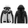 Men Hiking Zipper Rain Jacket Waterproof Coat Warm Outwear with Hood