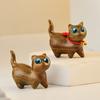Creative Gift Office Desk Sculpture Decorative Figurines Home Accessories  Home Kawaii Wood Cat Statue Mini Desktop Decoration