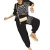 2 Pezzi/Set Abbigliamento Casual da Donna Set Top Pantaloni Scollo a V Maniche Lunghe Felpa Stampa Leopardo Bronzata Pantaloni Sportivi Vita Elastica Outfit Sportivo Autunno