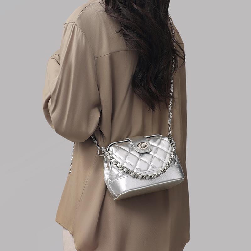 Bag Women'S Bag Summer Leather Shoulder Bag Crossbody Bag Versatile Premium Sense Rhombus Shell Bag