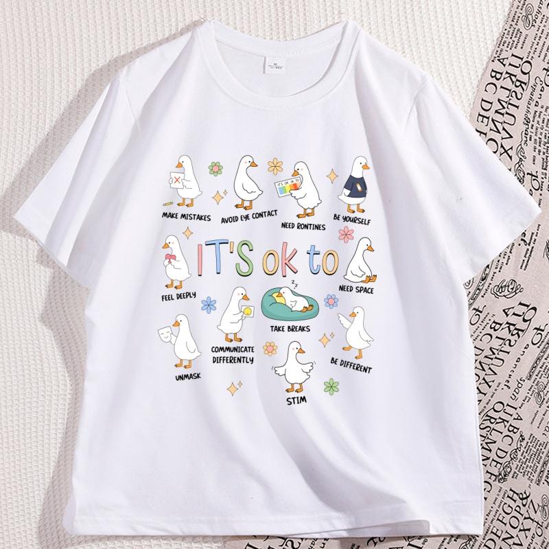Its Ok To Be Different Autism Goose Tshirt Comfort Special Education Teacher Tee Comfortable Round Neck Short Sleeve Tshirt