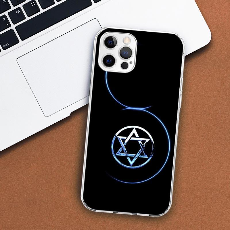 Pouzdro na telefon David s židovským symbolem hvězdy pro Apple iPhone 11 12 13 15 14 Pro 7 XR X XS Max 8 Plus + Mini SE s vlastním potiskem a měkkým krytem
