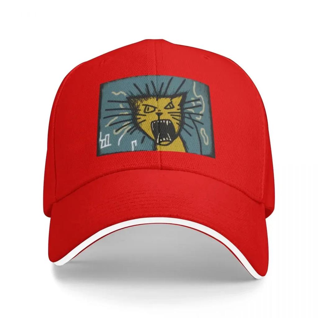 New Wack crazy cat hissing yellow blue Baseball Cap dad hat Kids Hat Mens Caps Womens