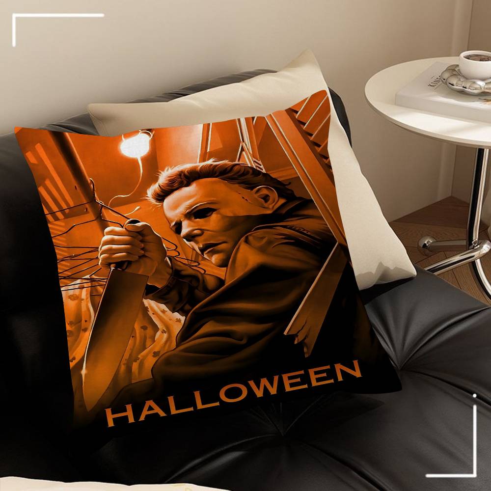 Horror Movie Characters Wall Art Michael Myers Halloween Pillow Cover Sofa Cushion Cover Home Room Decoration Children Gift