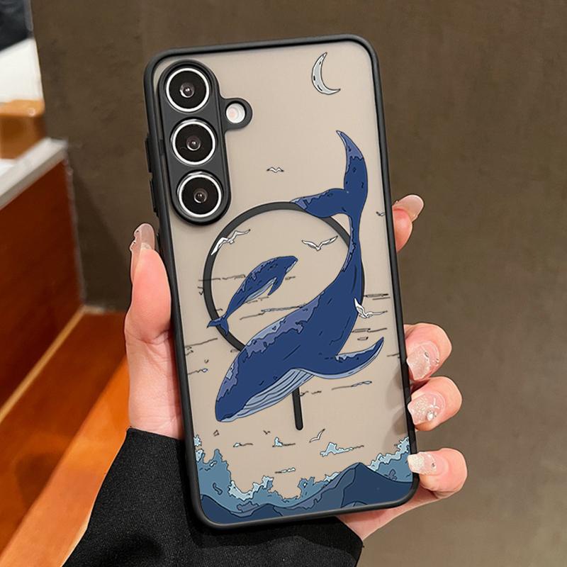 Whale Shark Pattern Magnetic Case For Samsung Galaxy S26 S25 S24 S22 Ultra S24 S23 S25 FE For Magsafe Matte Hard Phone Cover