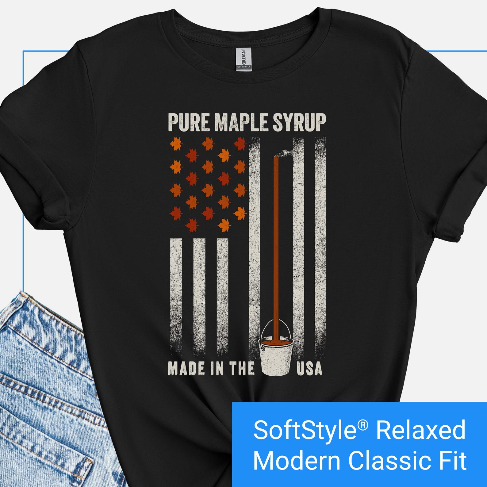 Maple Syrup Shirt, Maple Syrup Lover Gift, Patriotic Maple Shirt, USA Flag Syrup Tee, 4th of July Maple Tshirt, Sugaring Season T Shirt 2XL