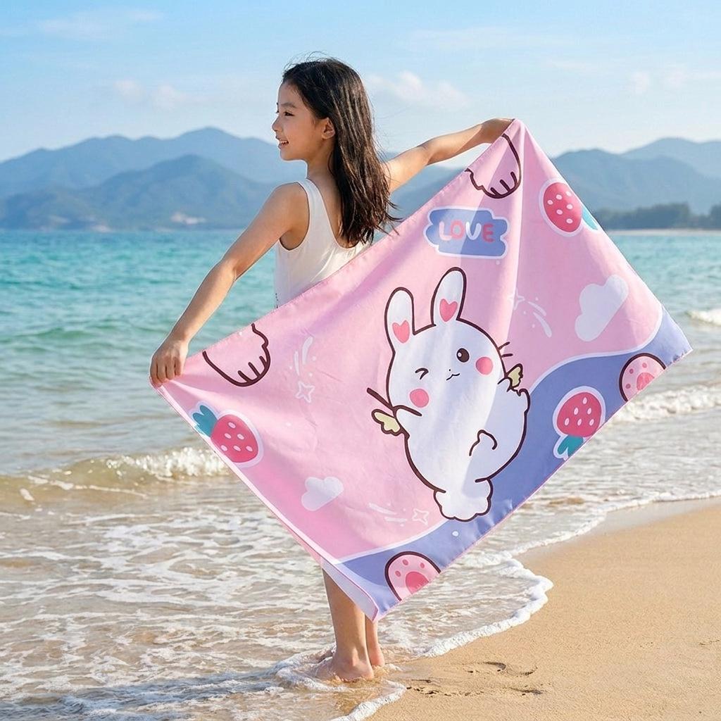 Double-Sided Plush Microfiber Beach Towel, 70x150cm - Quick-Drying, Skin-Friendly, Portable Shawl