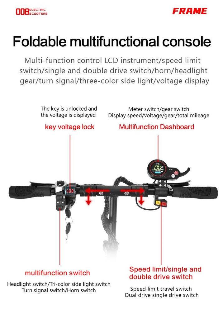 BOYUEDA Q7Pro Escooter 3200W Dvojitý motor 52V19AH Baterie Dvojitý pohon 10palcová Dospělá E-koloběžka Tichá pneumatika Skládací Elektrická koloběžka