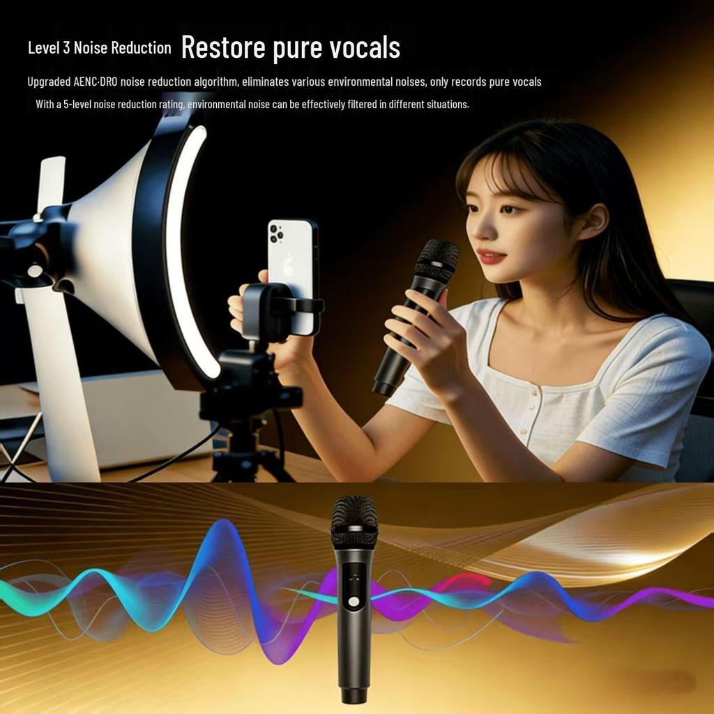 Wireless Handheld Microphone & Sound Card for Live Broadcast and Recording