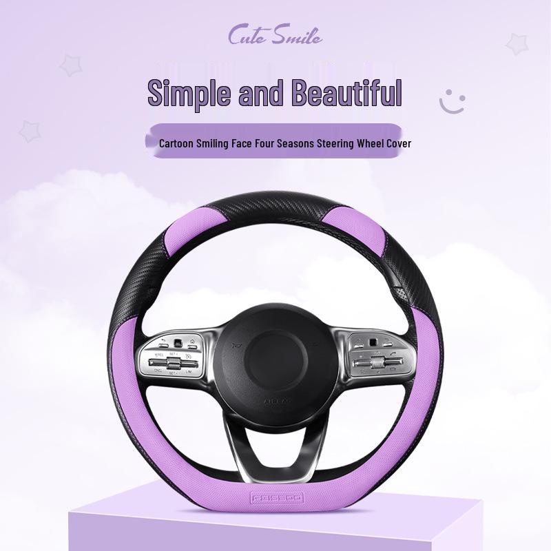 New Carbon Fiber Car Steering Wheel Cover - Cute Cartoon Sport Design, Free Shipping