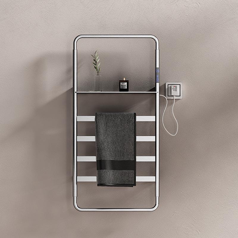 Smart Stainless Steel Electric Heated Towel Rack with Carbon Fiber, Temperature Control & Timer for Bathroom Drying.