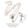 Pink Pearl-Rosary Beads Catholic Necklace Holy Medal-Cross-Christian Long Chain Necklace for Women and Men Jewelry