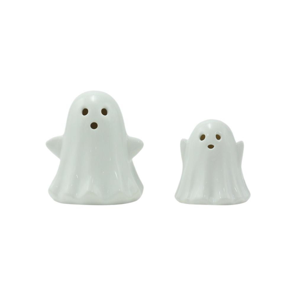 2pcs Ceramic Halloween LED Ghost Ornaments Cartoon Halloween Party Decoration  Bedroom