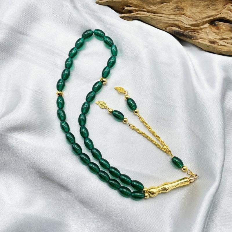 Glass Prayer Beads Tasbih 33 Muslims Prayer Beads Rosary Beads Bracelet with Tassels Muslims Islams Misbaha Bracelet