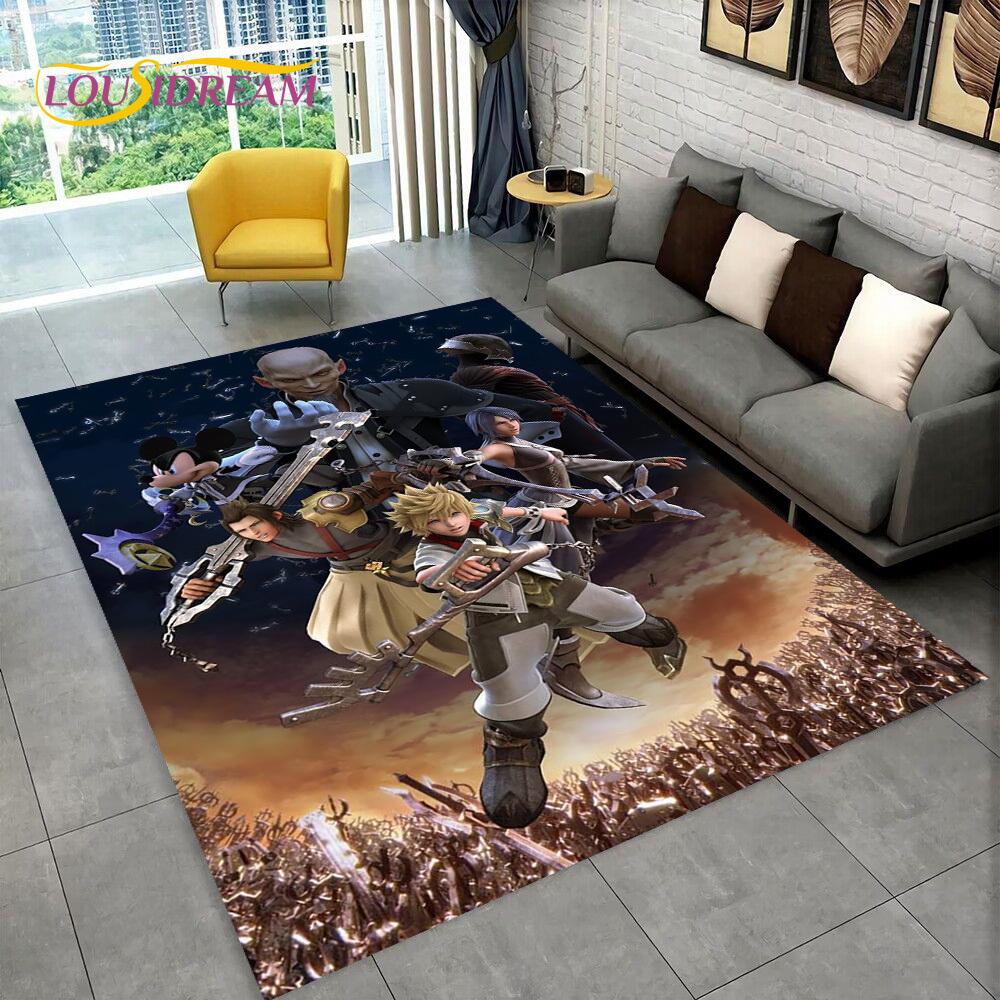 3D Cartoon Kingdom Hearts Game Carpet Rug for Home Living Room Bedroom Sofa Doormat Decor,kids Play Area Rug Non-slip Floor Mat