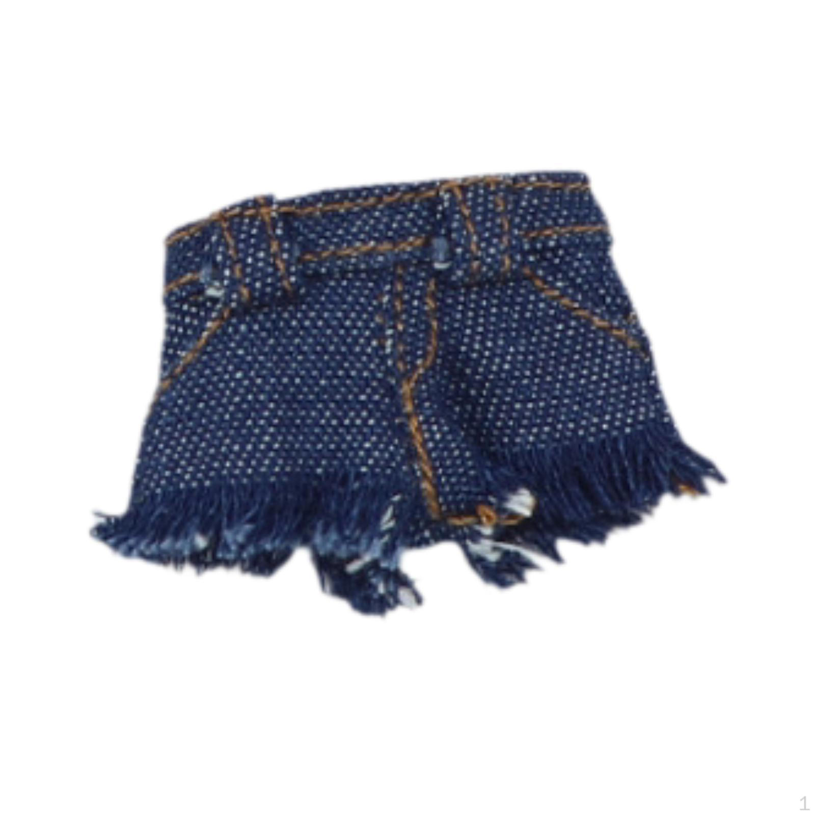 

1/12 Denim Shorts Accessory Full Body Cosplay Outfit Costume Clothes for 6 Action Figures BJD Doll темно-синього кольору