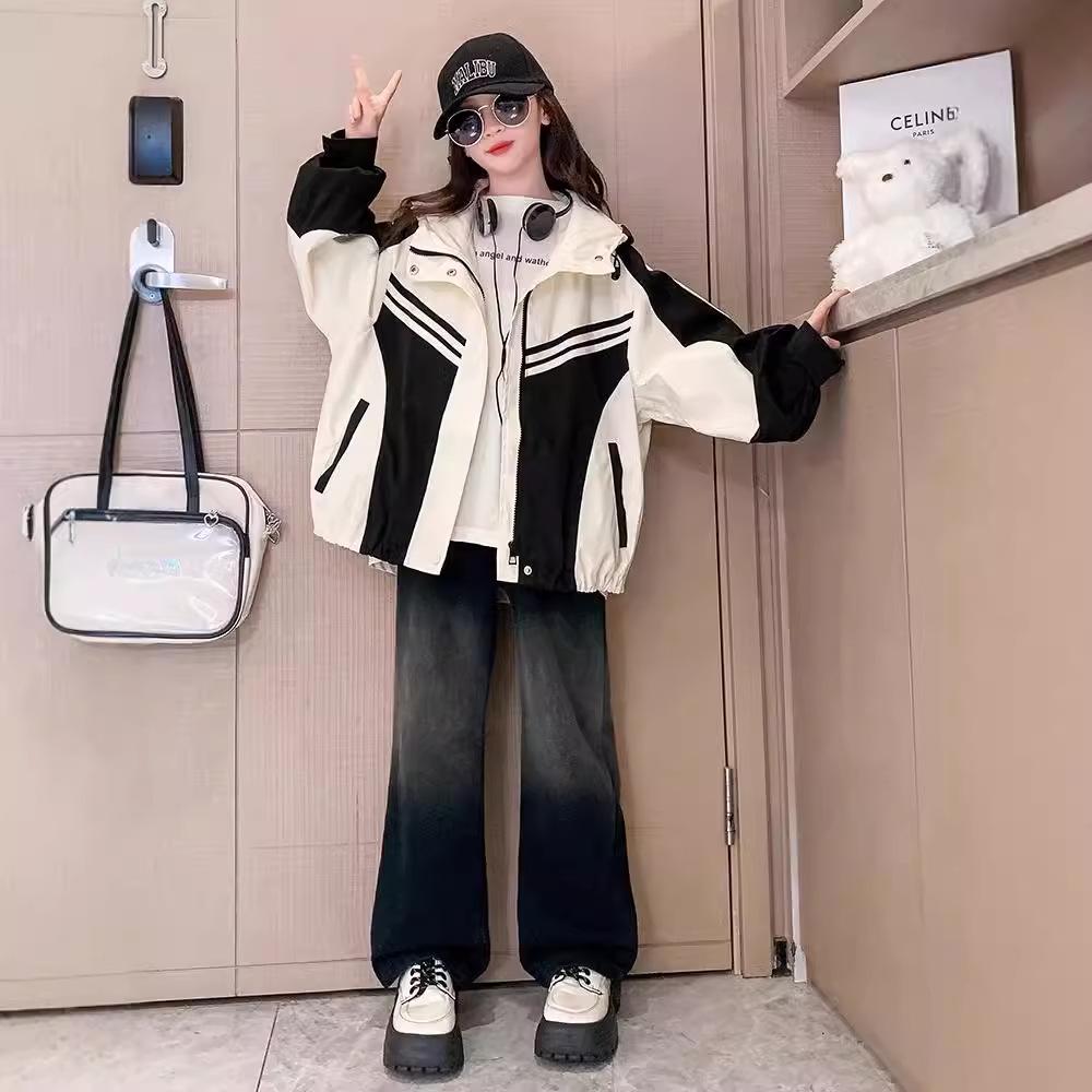 2025 Girls' Spring and Autumn Windbreaker - Fashionable Outerwear for Big Kids