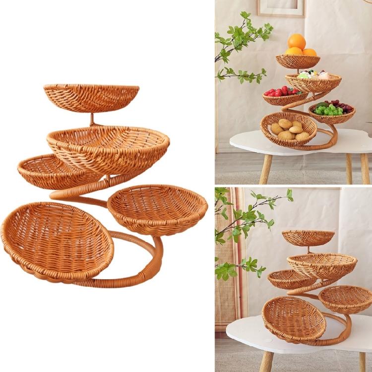 Praktischer Obstaufbewahrungskorb Eleganter Obstschalenhalter mit mehrschichtigem Halter Künstliche Rattan-Organizer