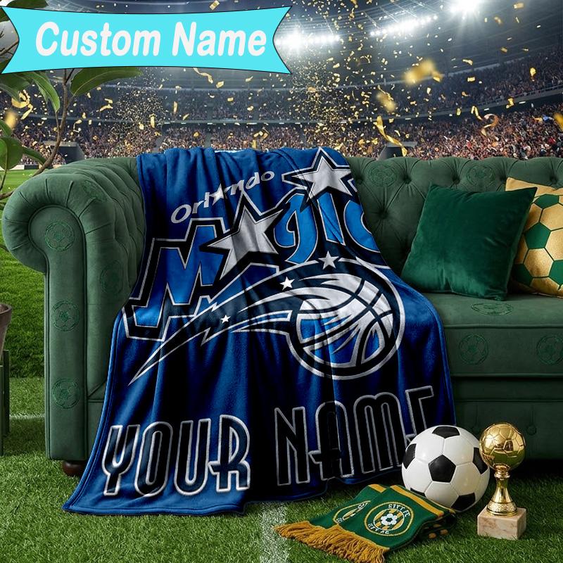 Custom Name Blanket Orlando Basketball Blanket Bedding Blanket for Travel, Camping, Living Rooms, Offices, Sofas, Fan Christmas Gift