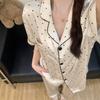 Premium Polka Dot Pajamas Women's Summer Ice Silk Thin Short-sleeved Shorts Trousers Three-piece Set 1011 New Loungewear