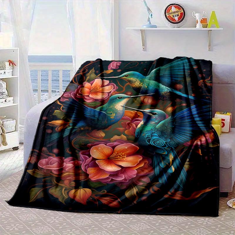 Hummingbird In Bloom Blanket Flannel Blanket Throw Blanket Sofa Cover Blanket Soft Premium Blanket Picnic Blanket Tv Blanket Gifts