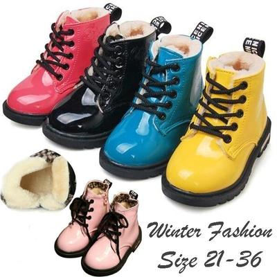 2024 New Fashion Boots Winter Children Shoes PU Leather Waterproof Martin Boots Kids Snow Boots