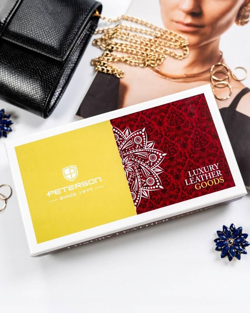 Elegant women's wallet made of natural leather with a magnetic and zipper closure - Peterson