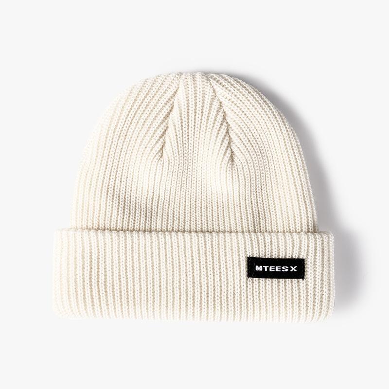 Alphabet Cloth Melon Fur Hat Women's Autumn and Winter Warm Knitted Cold Hat Men's Versatile Hot Hat