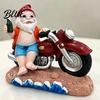 Polished Corner Decoration Funny Summer Beach Santa Motorcycle Figurine with Beer, Resin Motorbike Gnome Outdoor Waterproof Ornament Sculpture, Garden