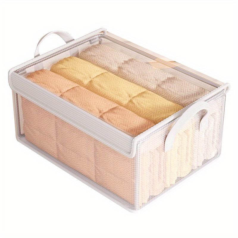 

Stackable Storage Bins, Clear Foldable Organizers with Steel Frame, Waterproof PVC Bins for Clothes Blankets Accessories