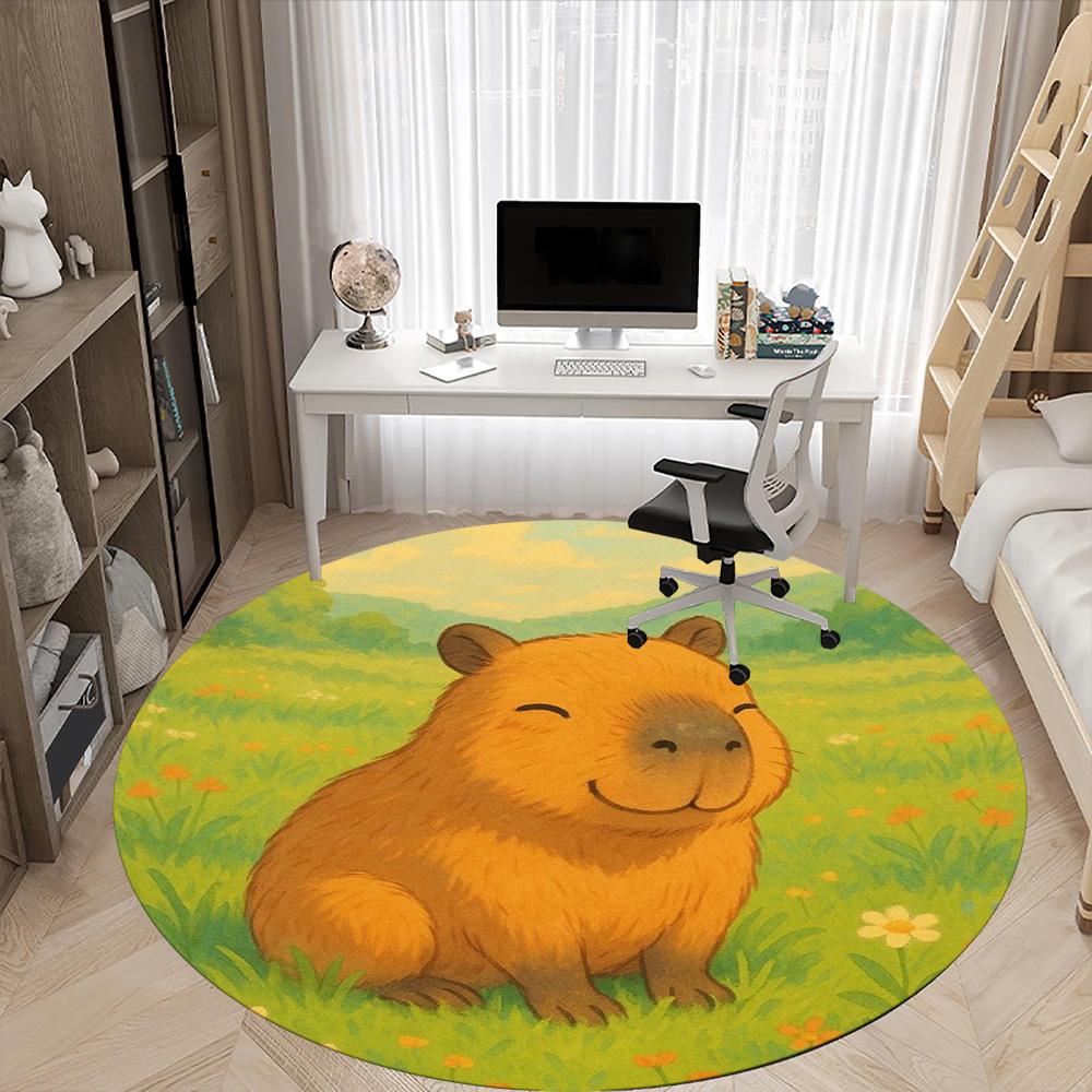 1pc Capybara Print Chair Carpet for Office Non-Slip Mat for Office - Decorative Floor Mat yy251030215