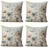 2D Flat - 4pcs Set, 2D Flat Printing, Floral Pattern Pillow Covers, Made of Polyester, Modern Stylish Decorative Pillow Covers, Suitables, Living Room