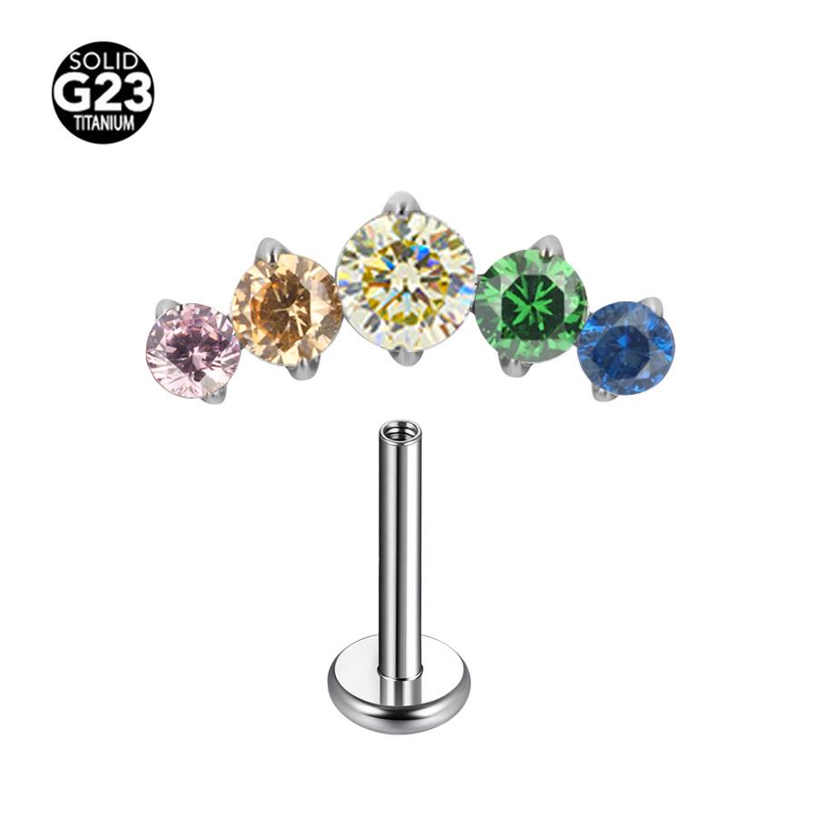 F-136 Titanium Alloy 1.0-1.2 Gauge Internally Threaded Cartilage Lip Ring Stud