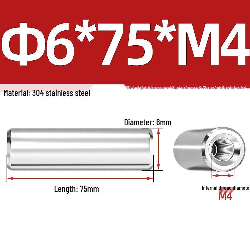 Pin Cilindric din Oțel Inoxidabil 304 cu Filet Interior M4/M6/M8 și Orificiu - Coloană de Suport și Ghidare
