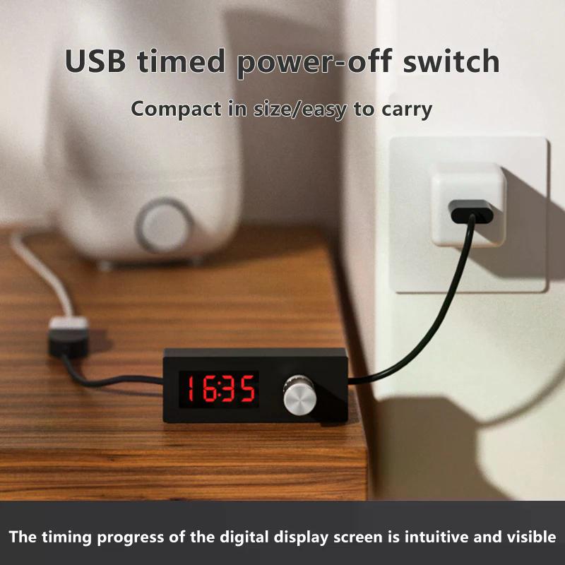 24h Automatic Shutdown Timer Digital Countdown Timer USB Switch Cable Wire Portable Adjustable Timer Switch For Home/Office Use
