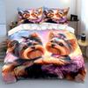 Cute Yorkshire Terriers In Elegant Outfits Exquisite Three-Piece Bedding Set Gift For Kids And Adults