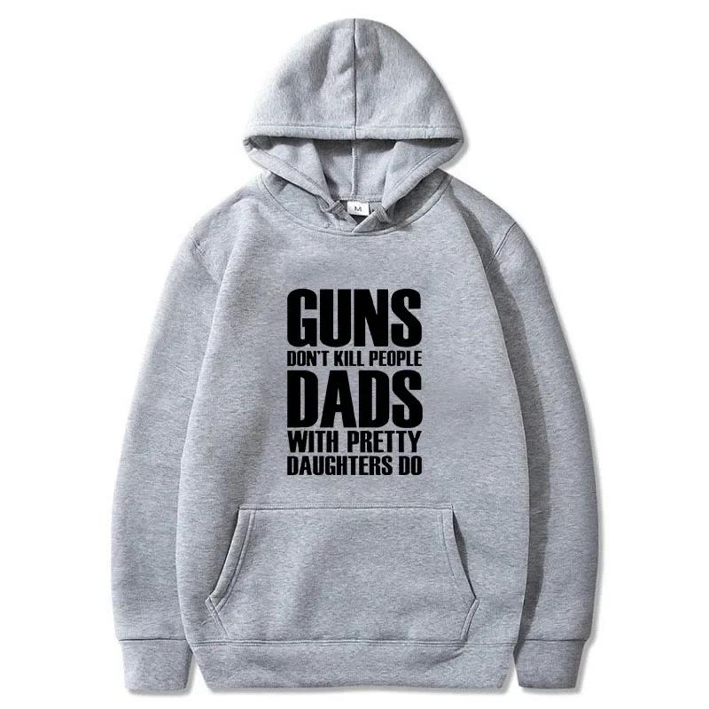 2025 Autumn/Winter Retro Printed Hoodies, Guns Don't Kill, Dad and Beautiful Daughter Make Hoodies for Men, Fun Warm Hoodies
