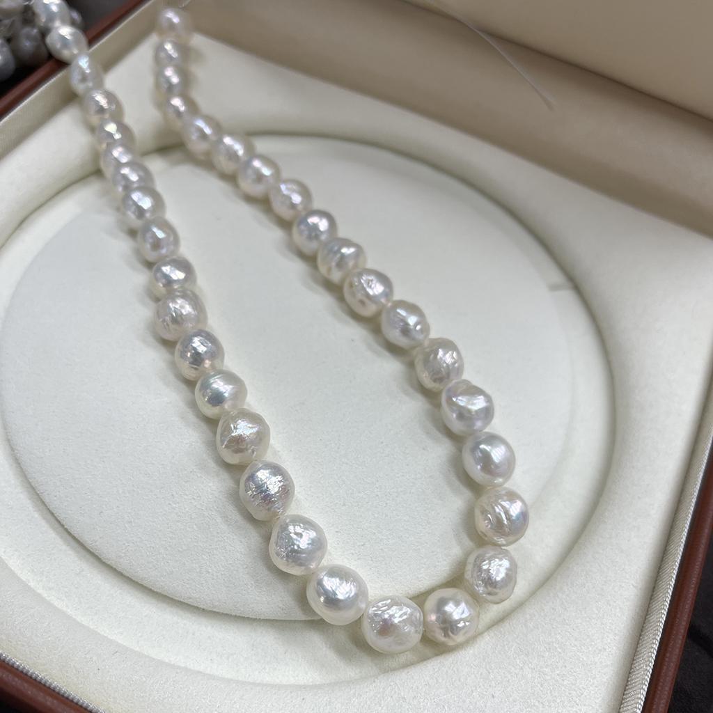 10-11mm White Baroque Freshwater Pearl Strand 36cm Natural Loose Beads for DIY Craft
