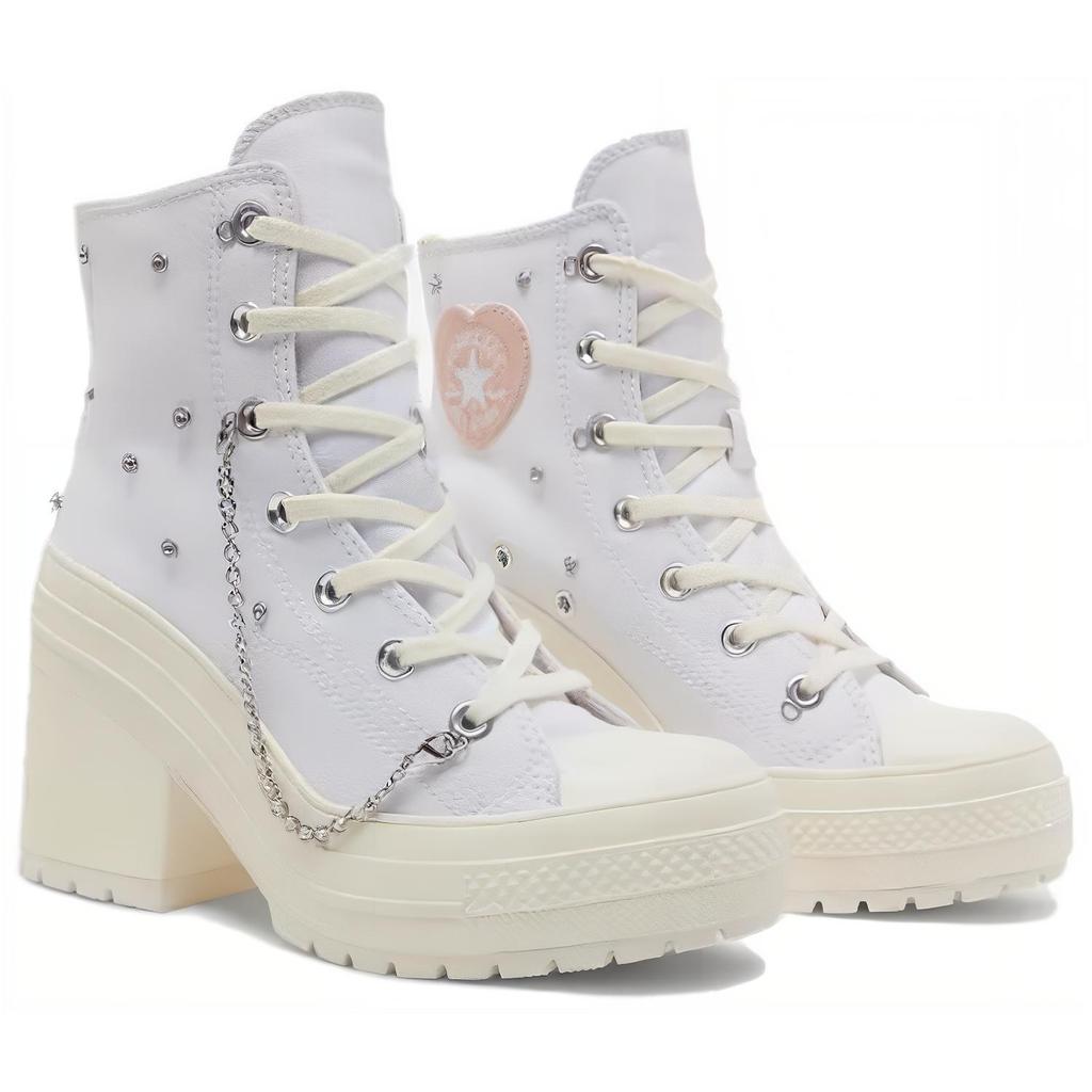 Converse Chuck 70 De Luxe Heel High 'White' Heart Logo Platform High-Top Sneakers A10303C