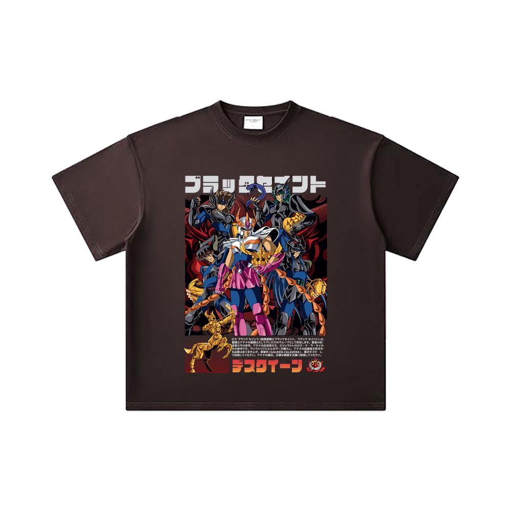 260 GSM Double Yarn 32 Count 100% Cotton Saint Seiya V6 Fenix Print Unisex Heavy Cotton T Shirt