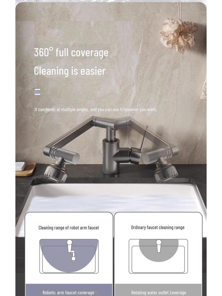 Adjustable Dual-Speed Hot & Cold Universal Faucet with Lucky Cat Design