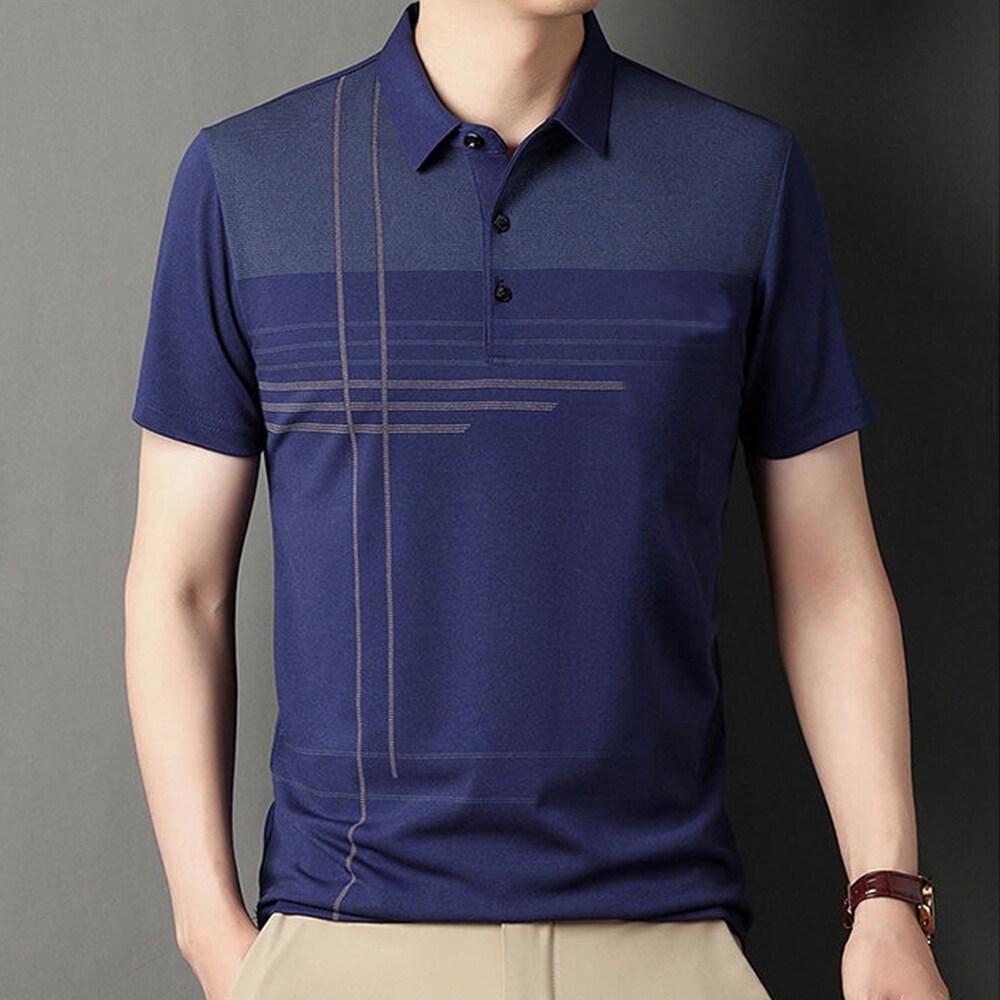 Men's Striped Polo Shirt Summer Casual Polo Shirt Business Polo Shirt Men's Short Sleeve Polo Shirt