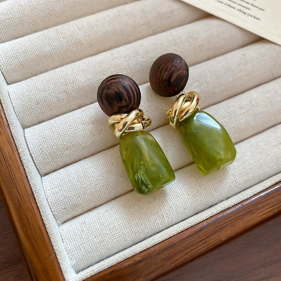 Silver Needle Green Butterfly Flower Pearl Stud Earrings Small Fresh High-end Earrings Earrings Women