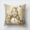 4PCS Christmas Decorative Pillow Cover Reindeer Snowman Cushion Case Sofa Living Room Throw Pillow Sham