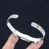 Natural Iron Tiger Eye Gemstone Bangle Flower Adjustable 925 Silver For Girls