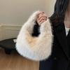 Solid Color Faux Fur Bag for Women Winter Soft Plush Handbags Ladies Small Elegant Tote Bags Fashi Trend Female Furry Purse