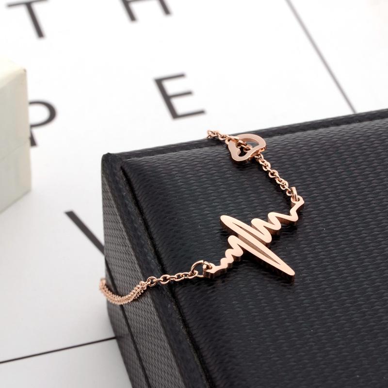 18K Rose Gold Plated Korean Heartbeat Lightning Bracelet