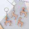 1/2Pcs Cute 3D Christmas Elk Keychains For Women Men Kawaii Flocked Sika Deer Pendant Bag Airpods Box Car Charm Jewelry
